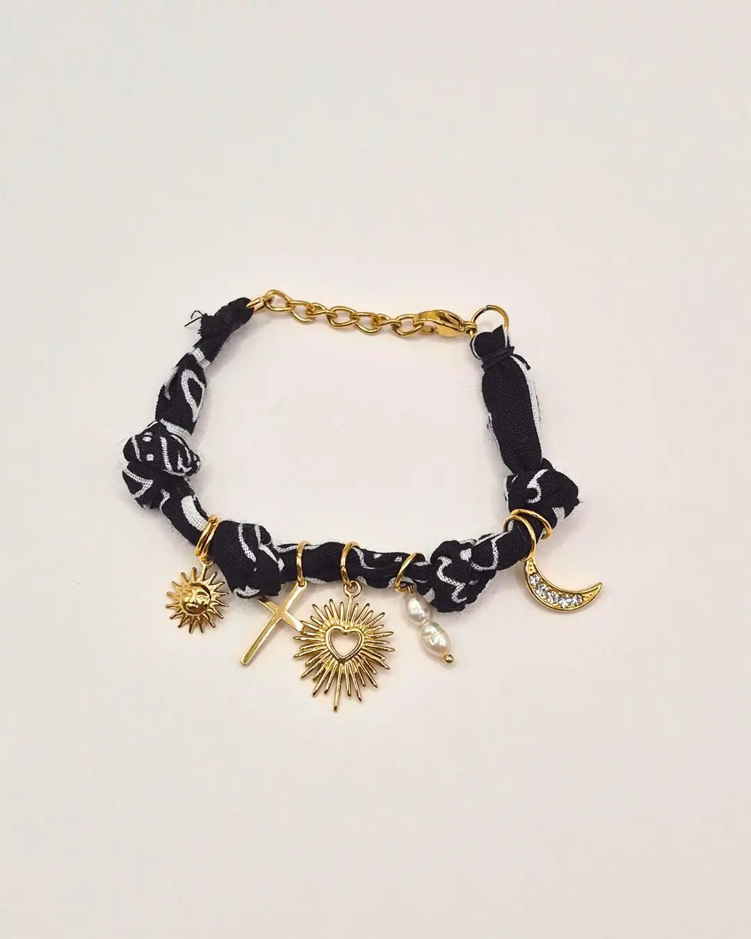 Bracelet Ruban Tissu & Breloques L'Atelier d'Elya