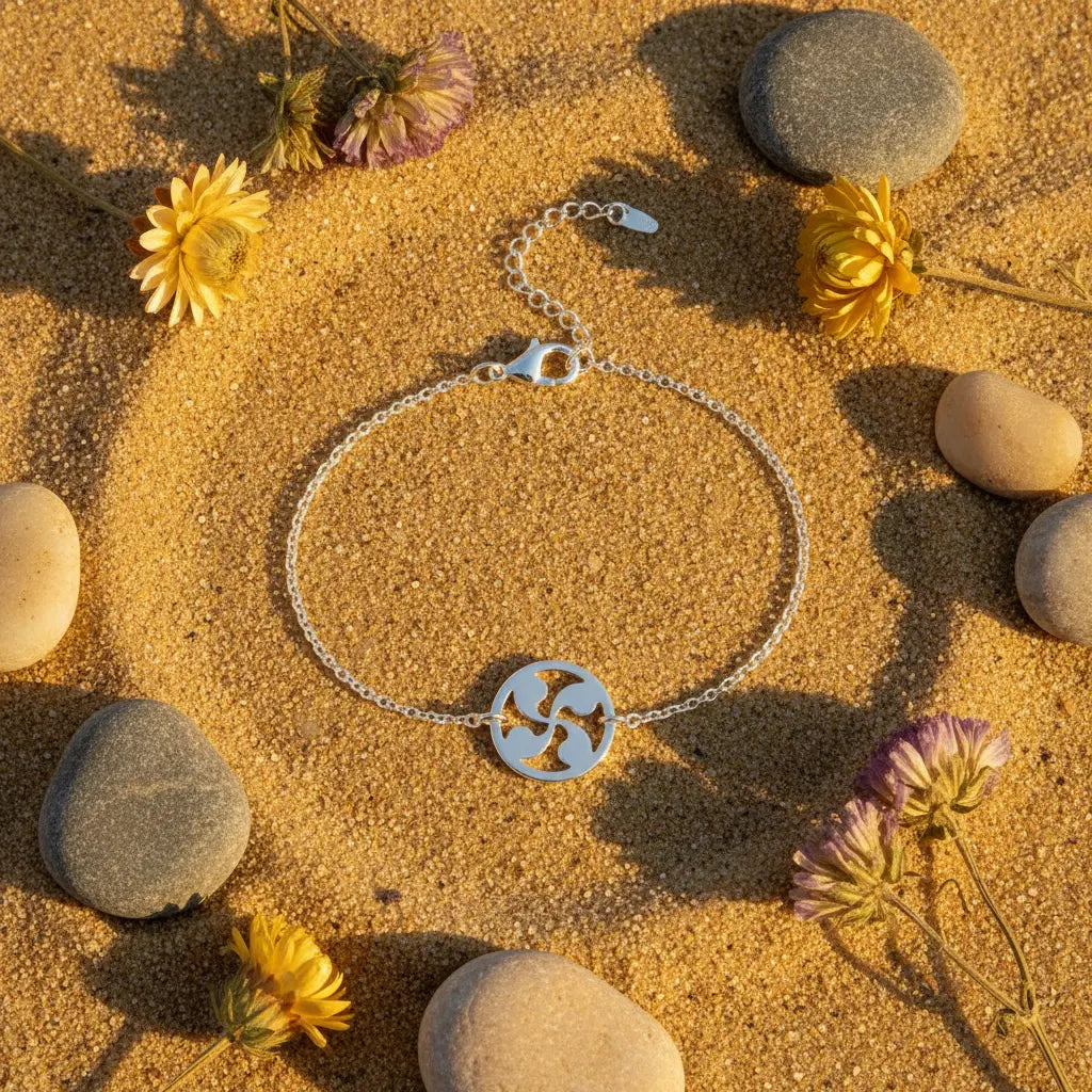 Bracelet chaine croix basque fond sable - L'Atelier d'Elya