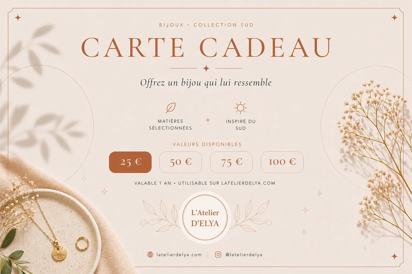 La Carte Cadeau L’Atelier d’Elya L'Atelier d'Elya