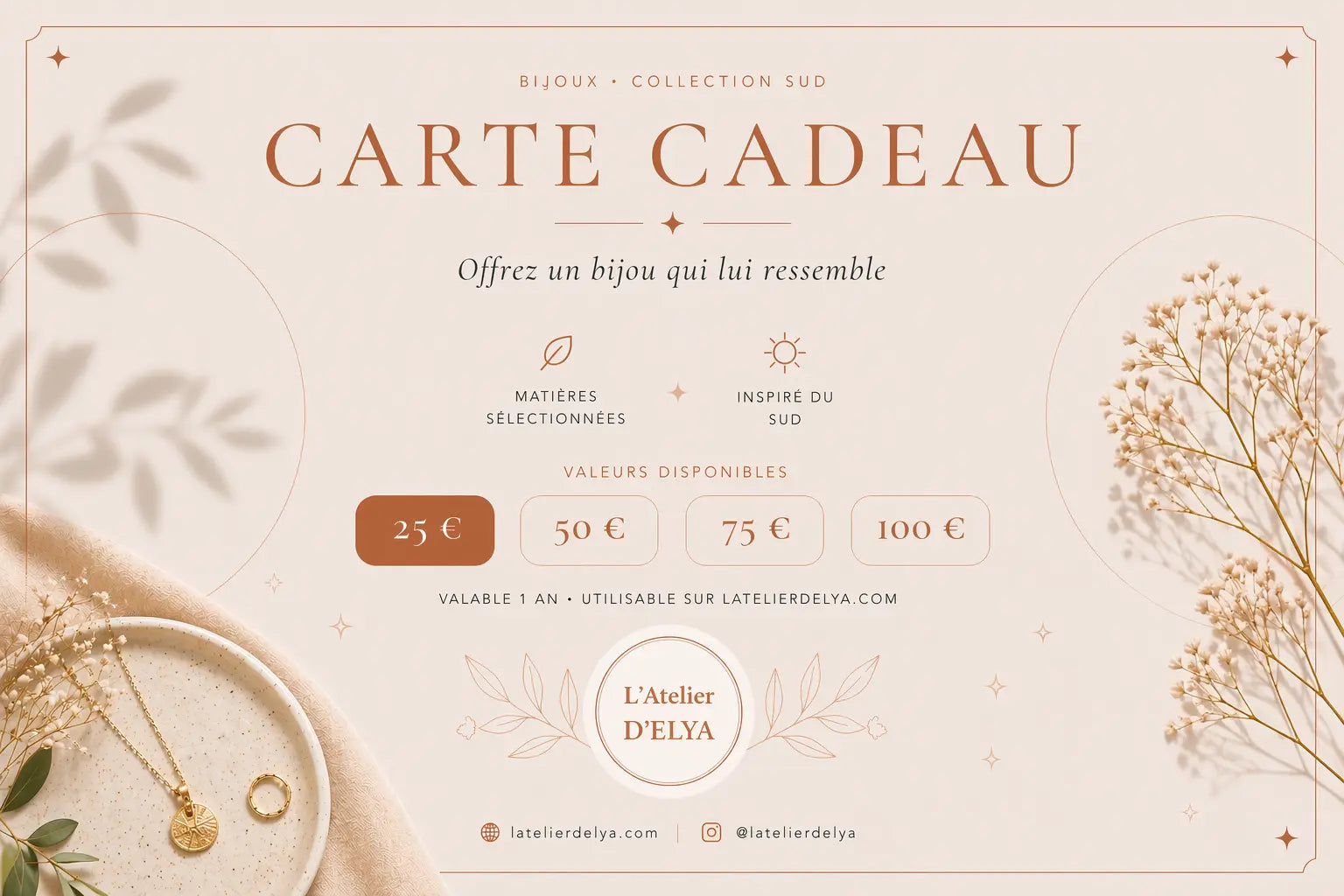 La Carte Cadeau L’Atelier d’Elya L'Atelier d'Elya