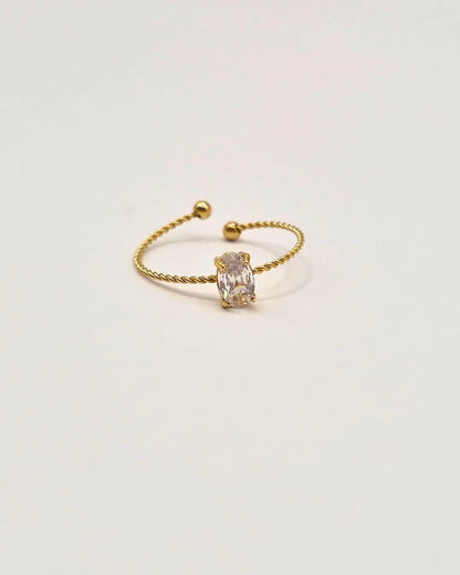Bague Fine Anneau Torsadé & Cristal Ovale L'Atelier d'Elya