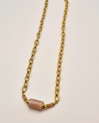 Collier Anneaux Striés & Pierres Naturelles L'Atelier d'Elya