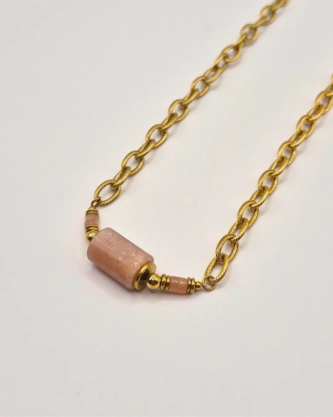 Collier Anneaux Striés & Pierres Naturelles L'Atelier d'Elya