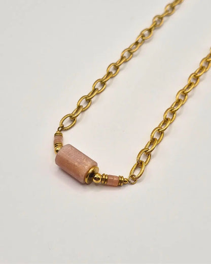 Collier Anneaux Striés & Pierres Naturelles L'Atelier d'Elya