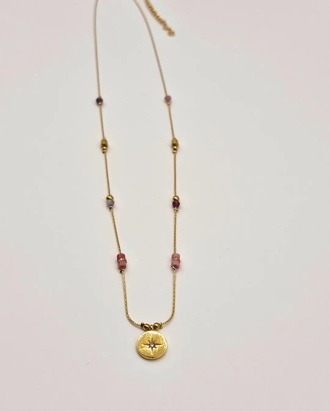 Collier Chaîne Fine, Pierres Naturelles & Pendentif Étoilé en Oxyde de Zirconium L'Atelier d'Elya