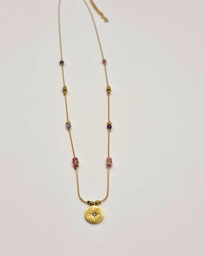 Collier Chaîne Fine, Pierres Naturelles & Pendentif Étoilé en Oxyde de Zirconium L'Atelier d'Elya