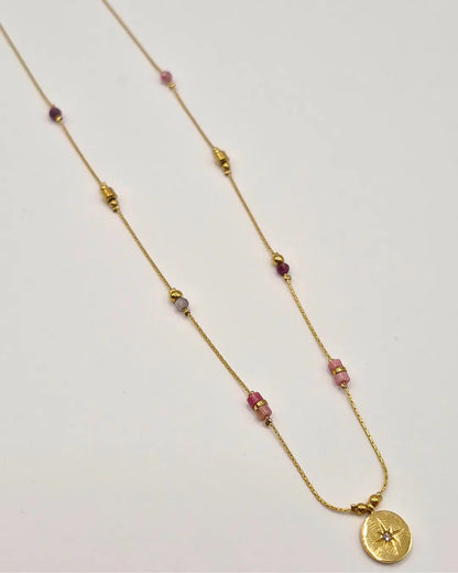 Collier Chaîne Fine, Pierres Naturelles & Pendentif Étoilé en Oxyde de Zirconium L'Atelier d'Elya
