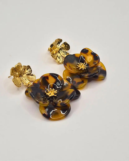 Boucles d’Oreilles Pendantes Fleur Léopard L'Atelier d'Elya