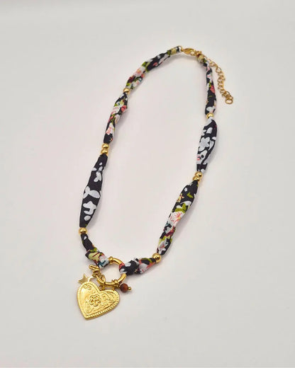 Collier Ruban Tissu & Pendentifs L'Atelier d'Elya