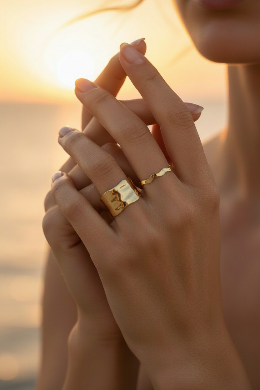 Bague Effet Martelé Pierre Naturelle IZALYS L'Atelier d'Elya