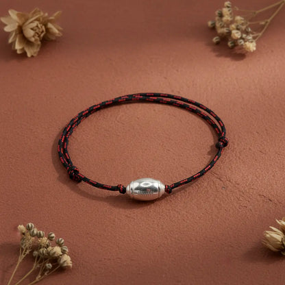 Bracelet cordon rugby noir rouge Toulouse - L'Atelier d'Elya