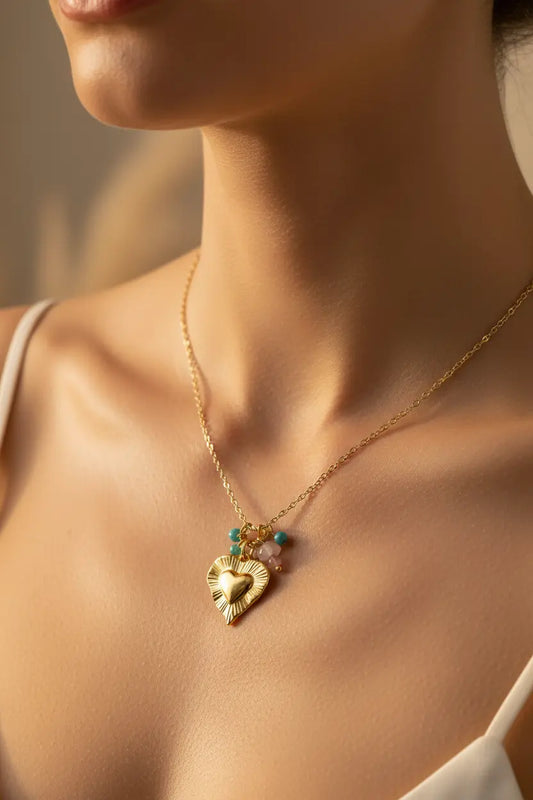 Collier Cœur Pierres Naturelles SOLYNE L'Atelier d'Elya