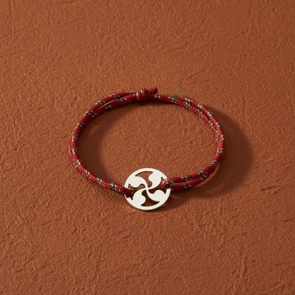 Bracelet cordon croix basque fond terracotta - L'Atelier d'Elya