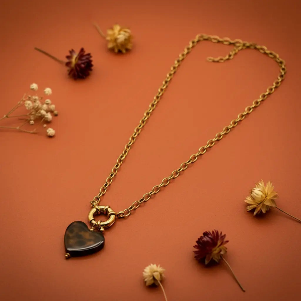 Collier Cœur Léopard AMORE L'Atelier d'Elya