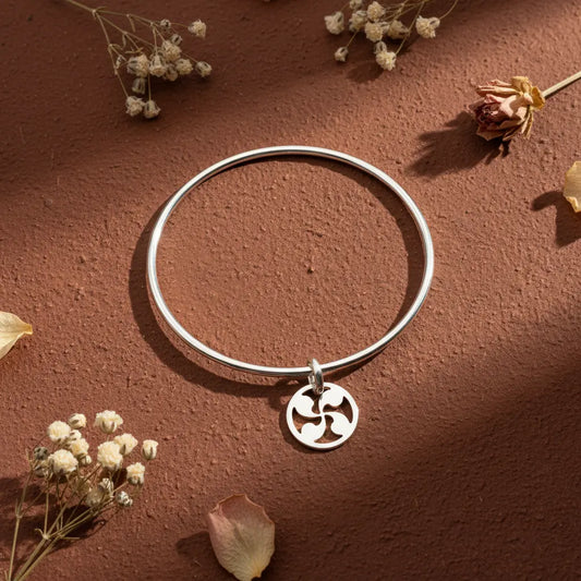 Bracelet jonc croix basque fond terracotta - L'Atelier d'Elya