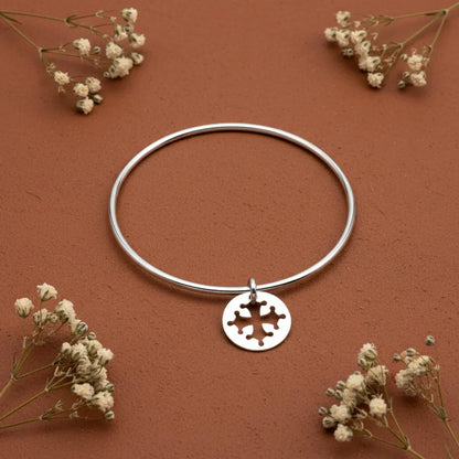 Bracelet jonc croix occitane fond terracotta - L'Atelier d'Elya