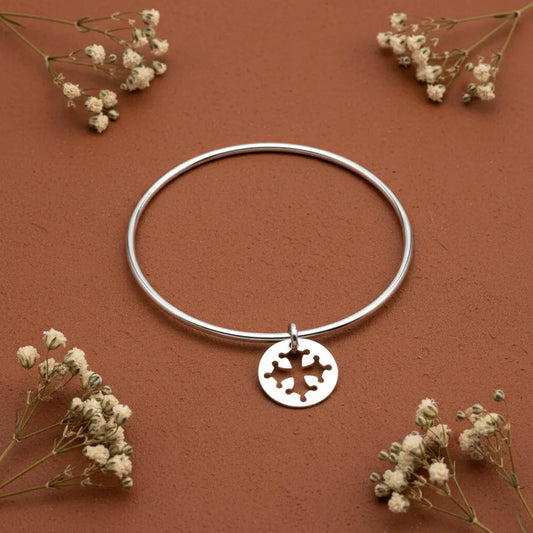 Bracelet jonc croix occitane fond terracotta - L'Atelier d'Elya